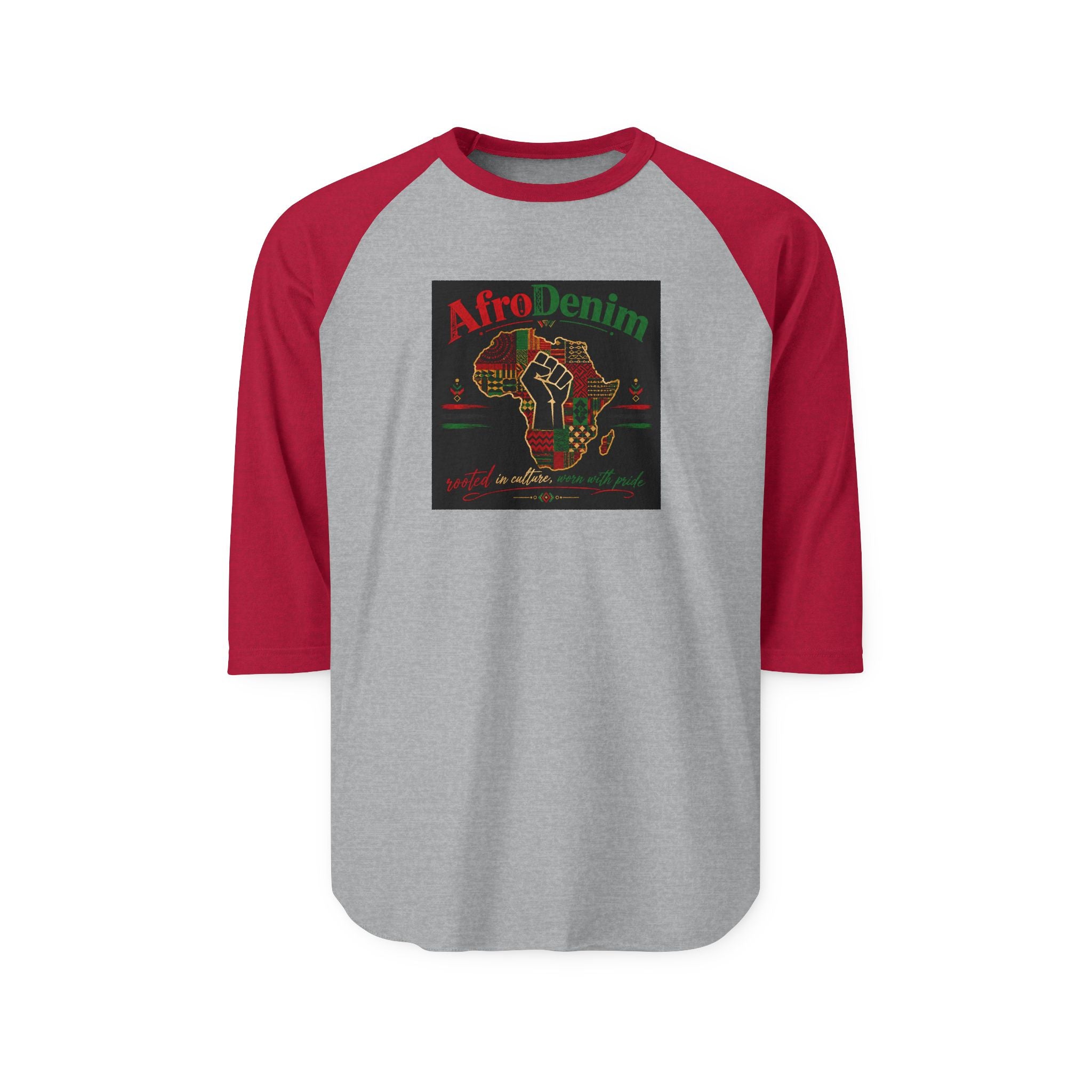 Unisex AfroDenim Three-Quarter Sleeve Raglan Shirt