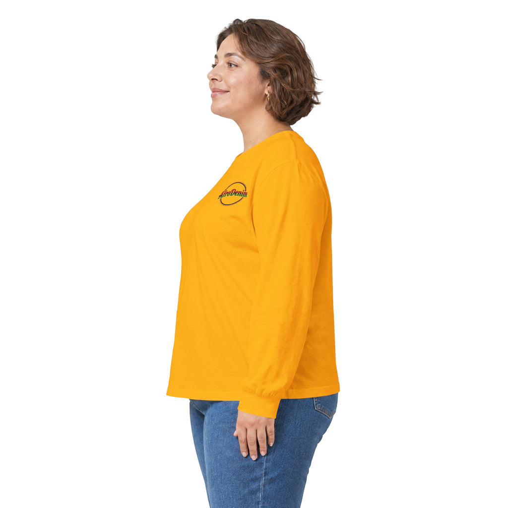 Long Sleeve Tee — Hammurabi's Code AfroDenim Graphic