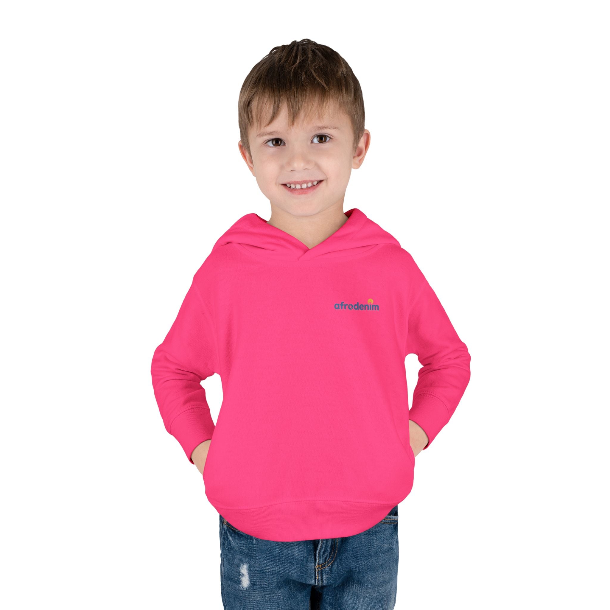 Toddler Hoodie — Retro Dinosaur Badge Pullover ("afrorodim" Chest Logo)