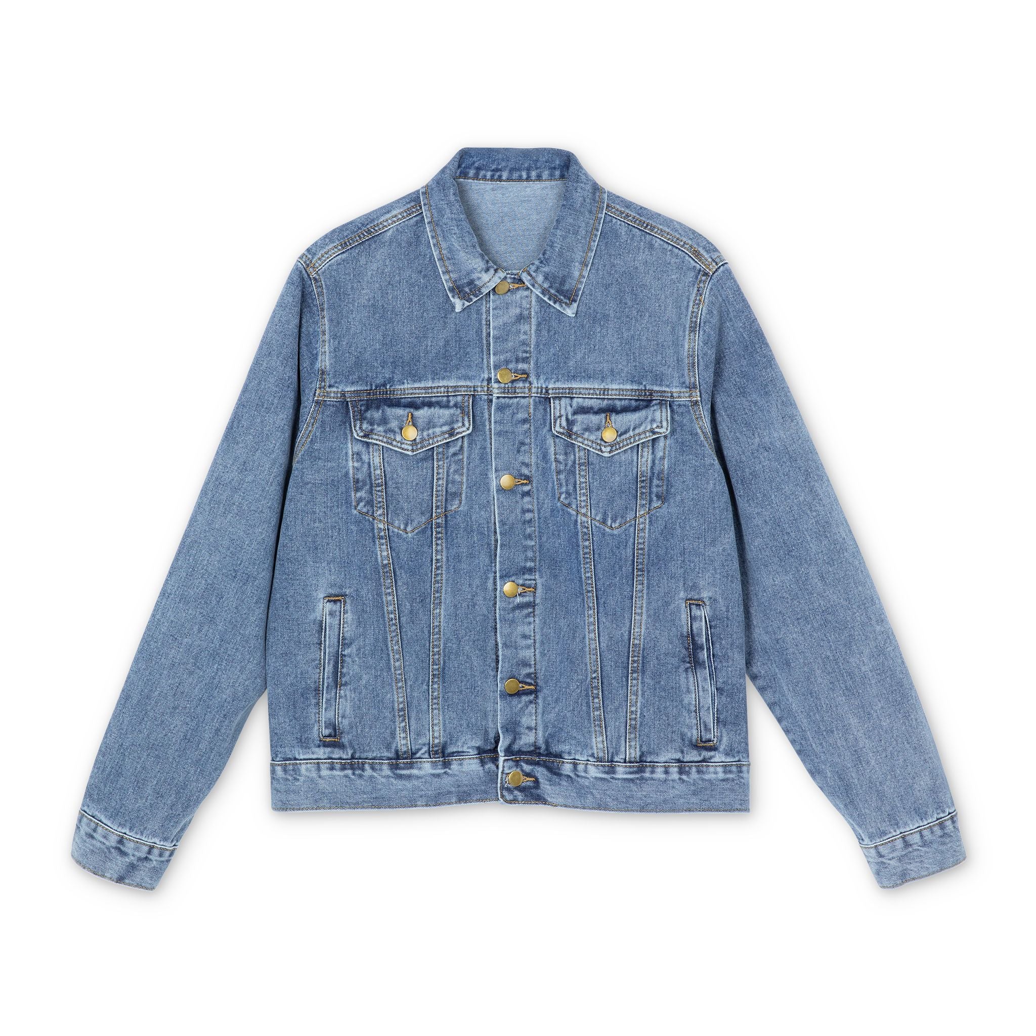 Denim Jacket — AfroDenim Printed Back Panel, Afrocentric Tribal Graphic