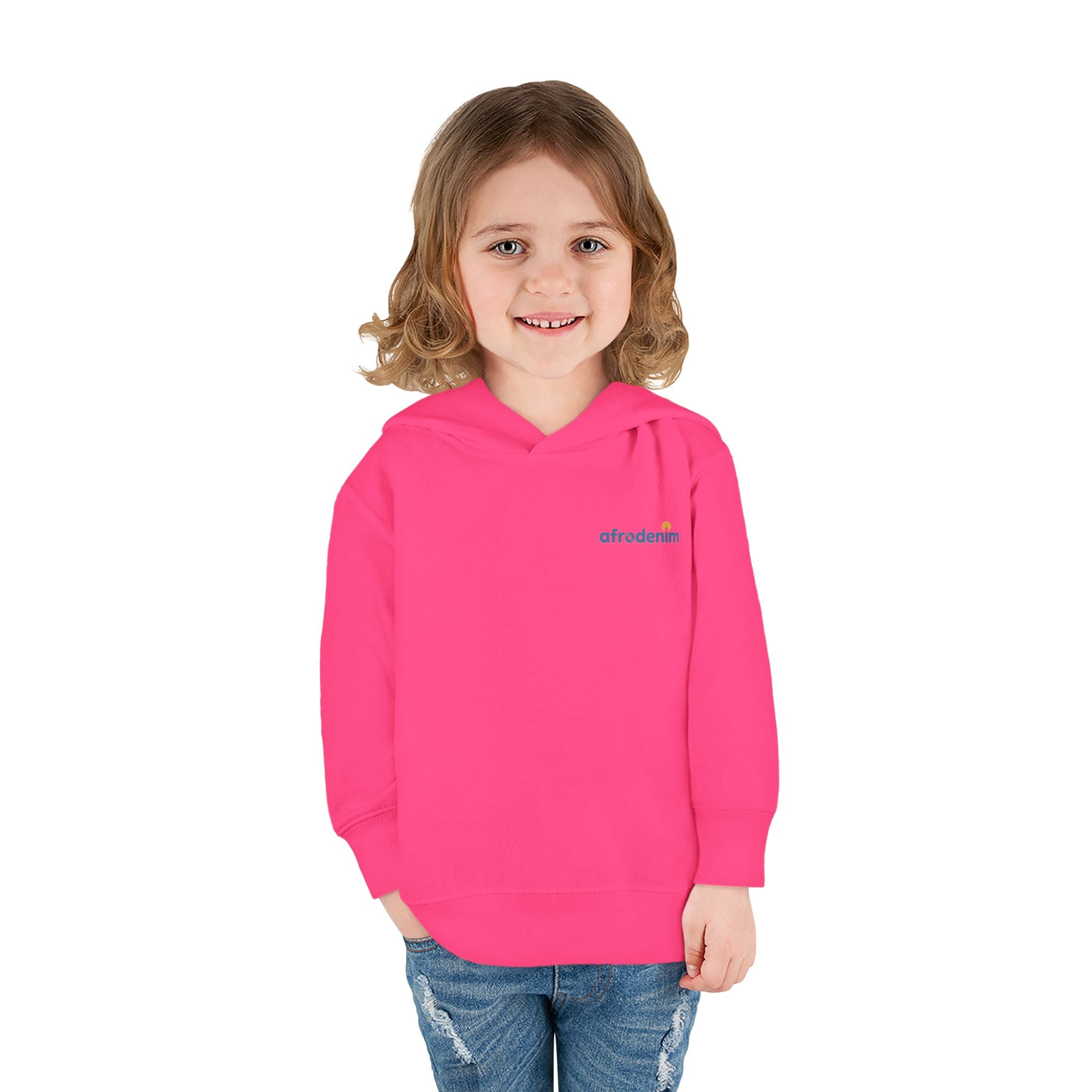 Toddler Hoodie — Retro Dinosaur Badge Pullover ("afrorodim" Chest Logo)