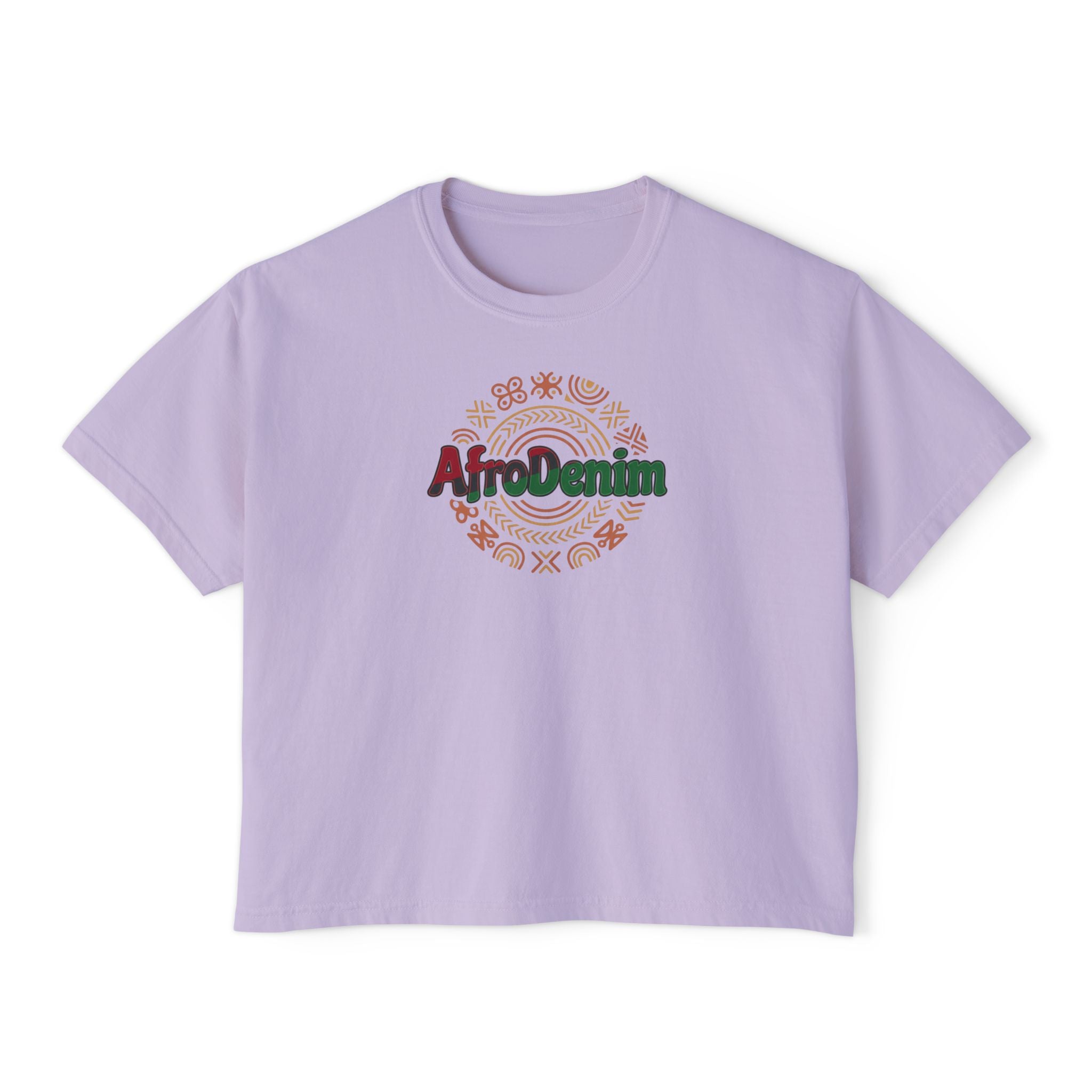 AfroDenim Graphic Tee — Women's Boxy Crop T‑Shirt