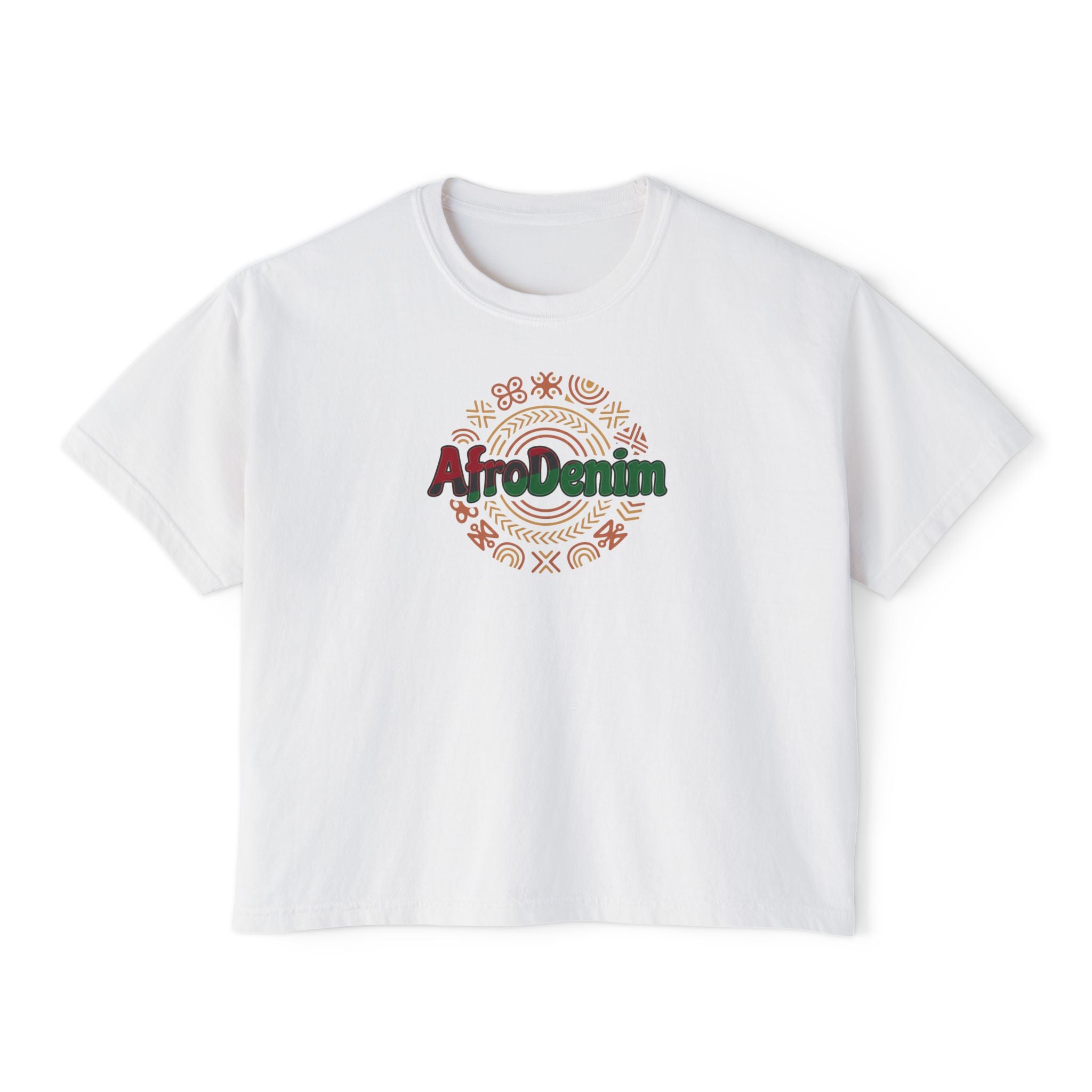 AfroDenim Graphic Tee — Women's Boxy Crop T‑Shirt