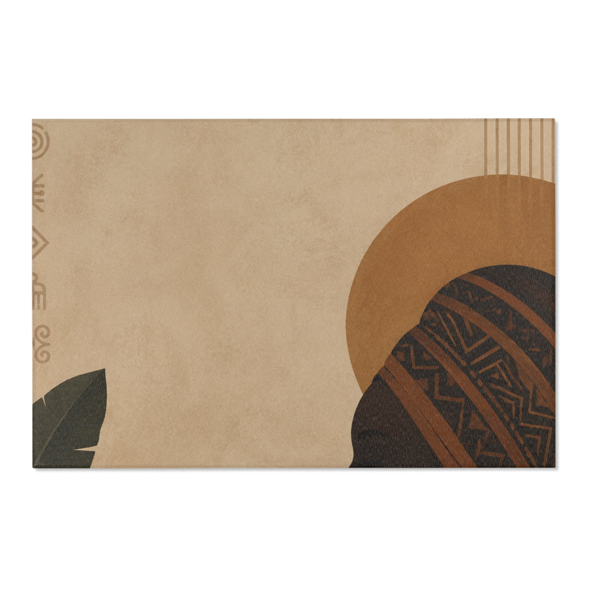 African Silhouette Area Rug — Neutral Boho Decorative Accent Mat