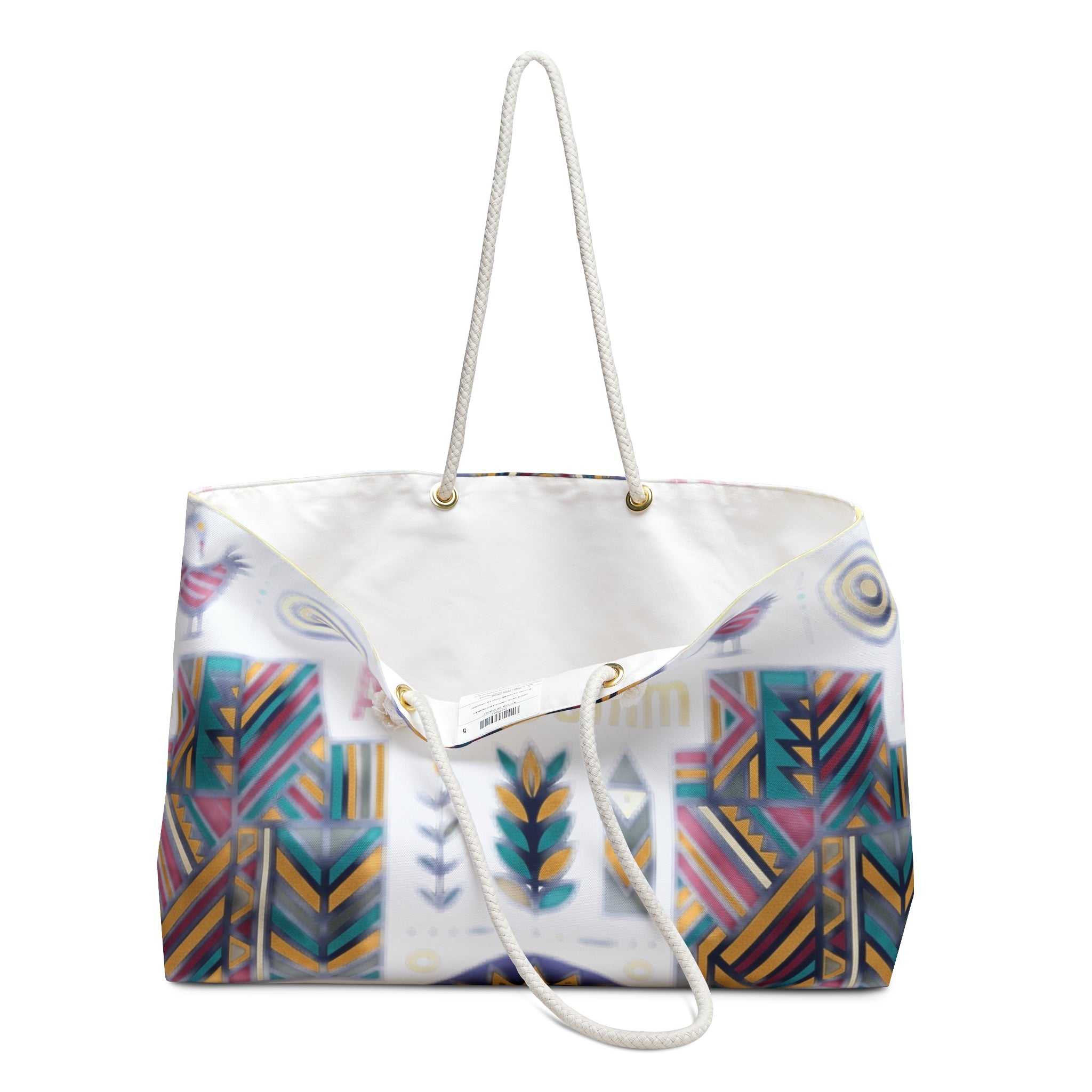 AfroDenim Geometric Weekender Bag – Colorful African-Inspired Travel Tote