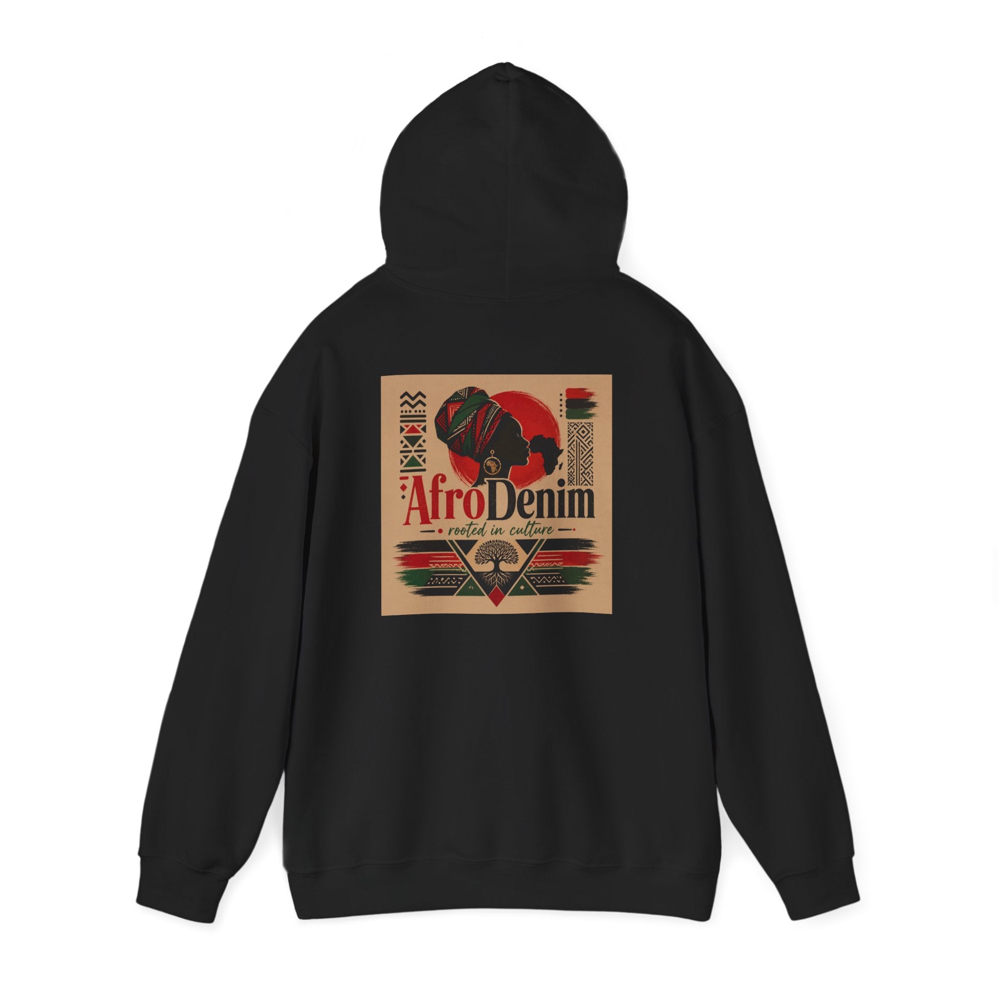 AfroDenim Graphic Hoodie — Afrocentric Vintage Print Pullover
