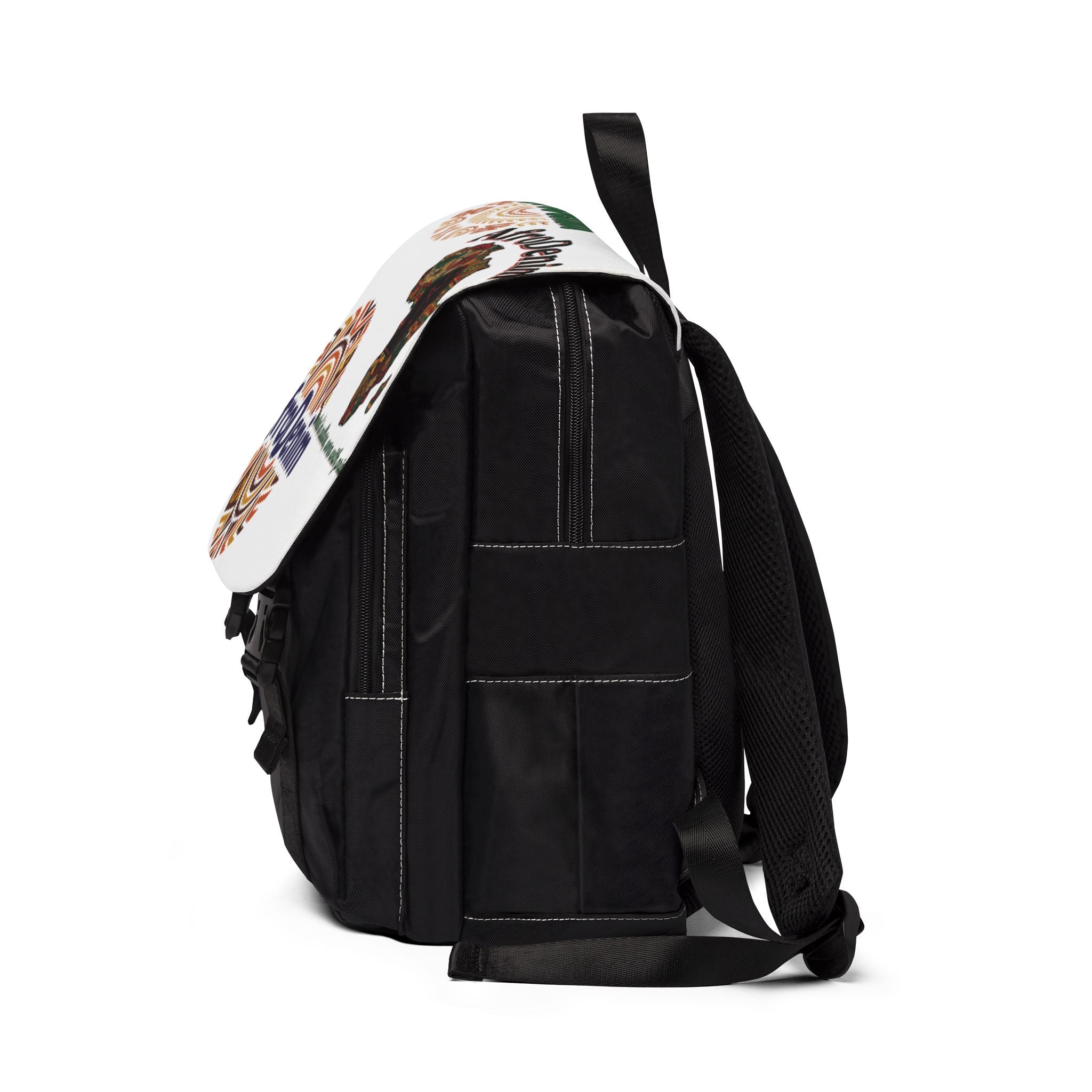 AfroDenim Pattern Shoulder Backpack — African Print Casual Backpack