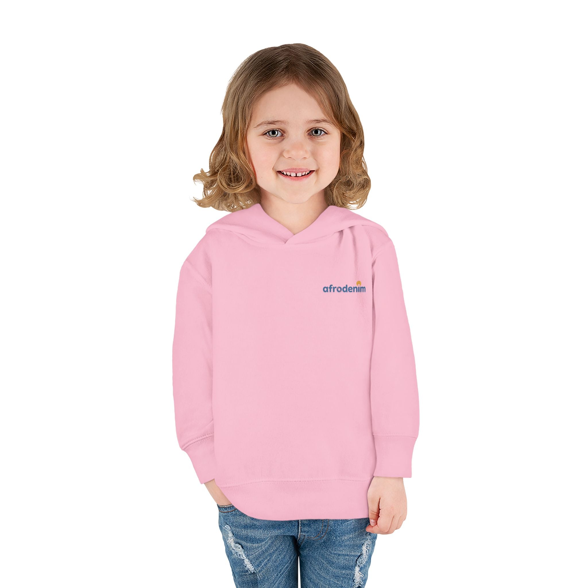 Toddler Hoodie — Retro Dinosaur Badge Pullover ("afrorodim" Chest Logo)