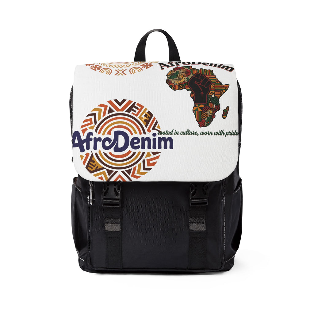 AfroDenim Pattern Shoulder Backpack — African Print Casual Backpack