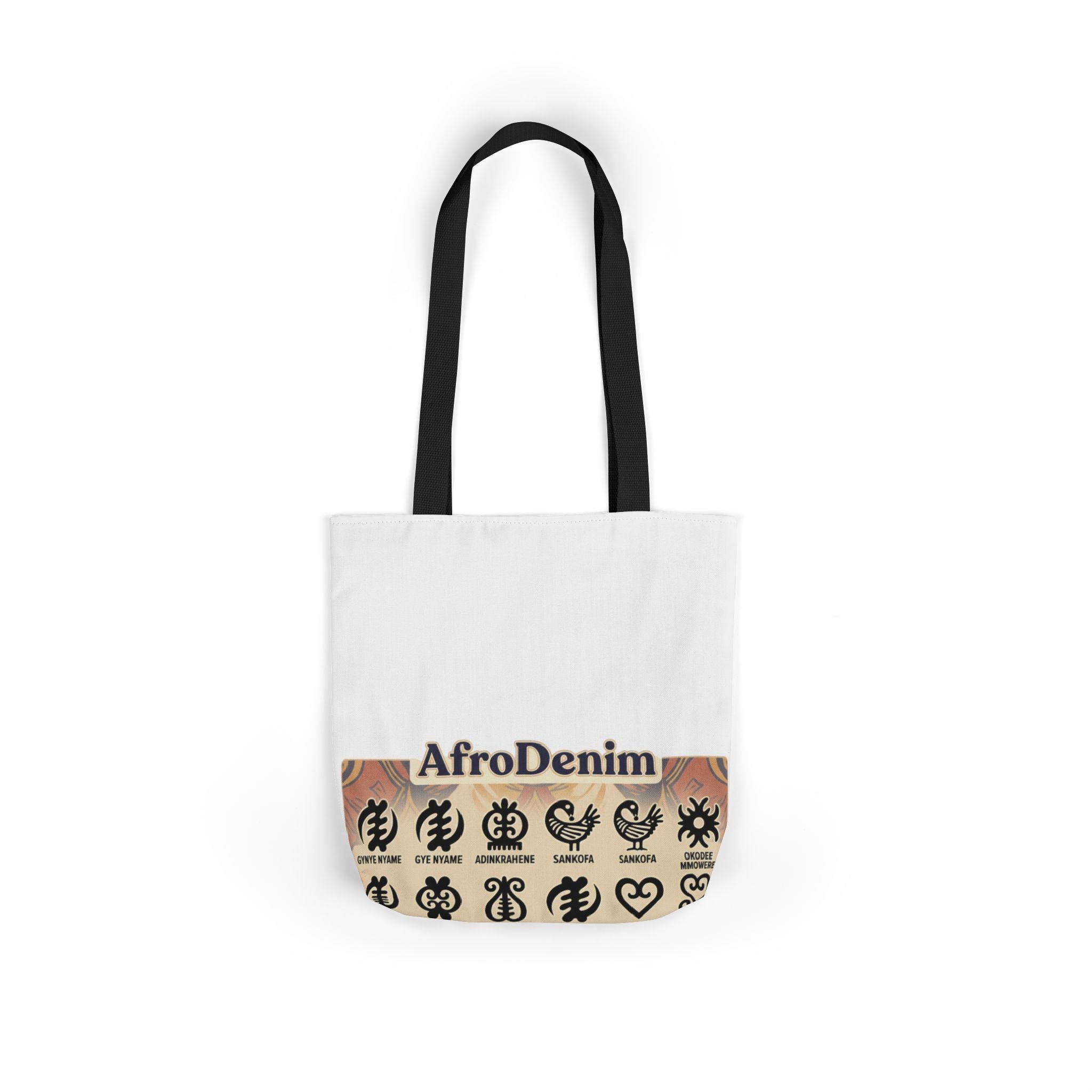 AfroDenim Adinkra Canvas Tote — Cultural Symbol Market Bag