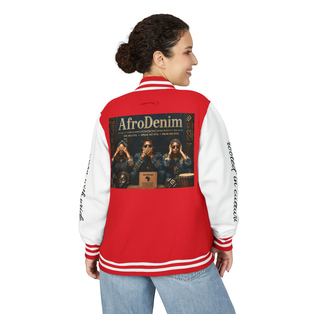 Letterman Jacket — 'AfroDenim' No Evil Cultural Pride Varsity Jacket