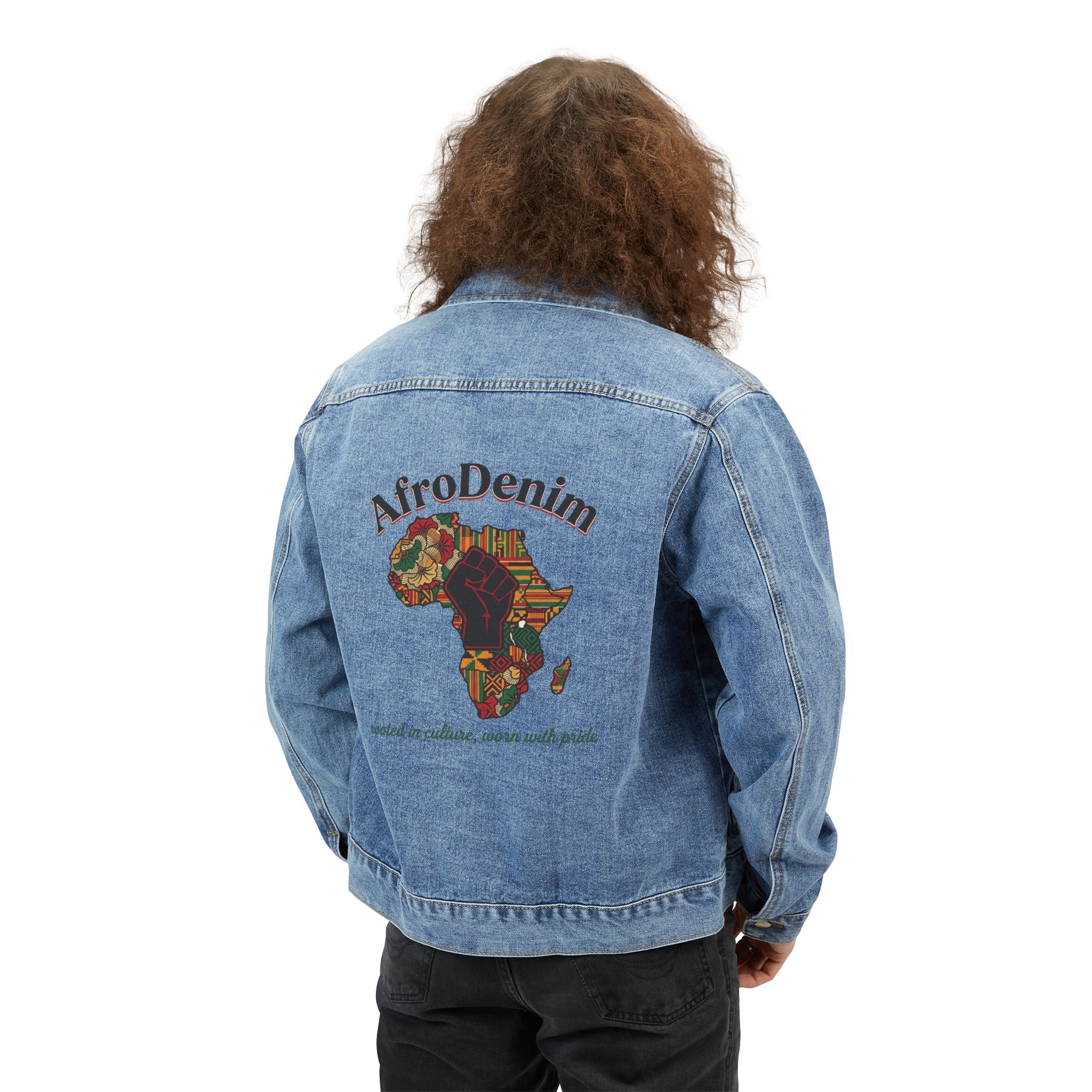 Men's Denim Jacket/ AfroDenim Camo Africa map