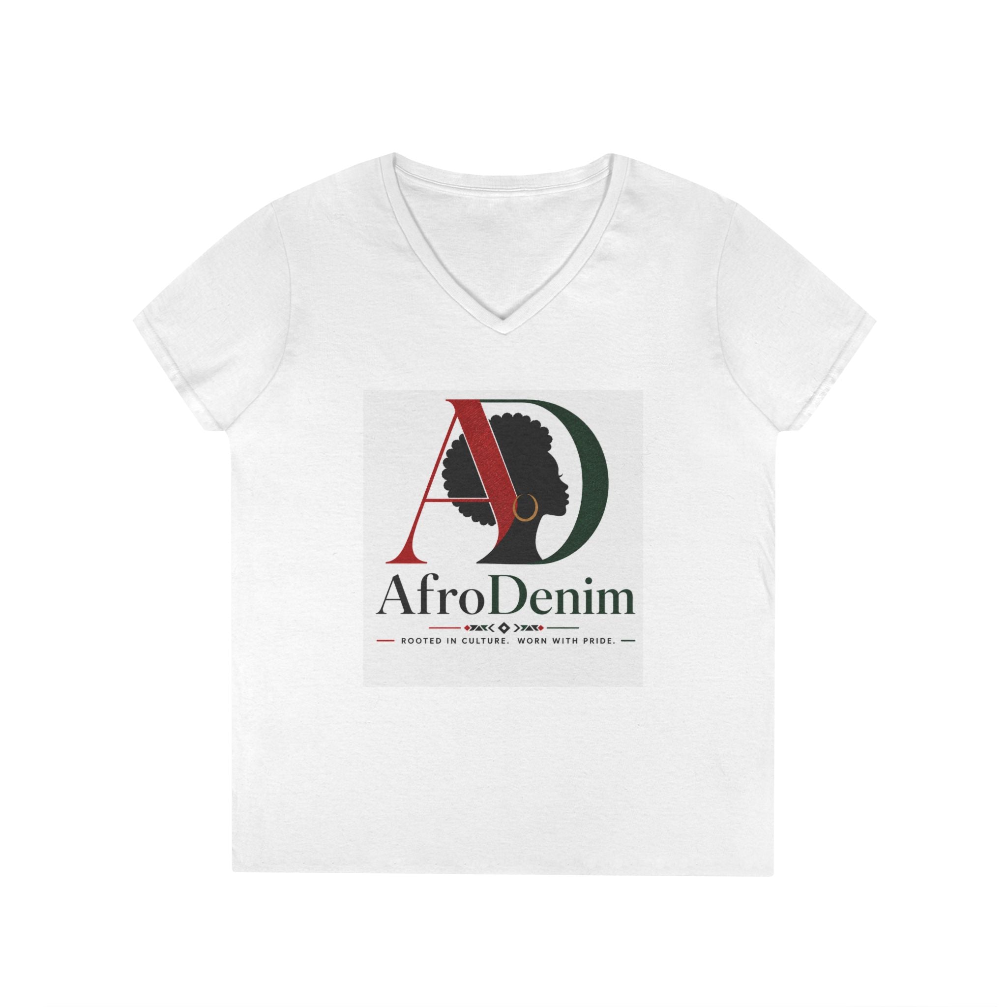 AfroDenim V-Neck Tee — Afrocentric Pride Ladies' T-Shirt