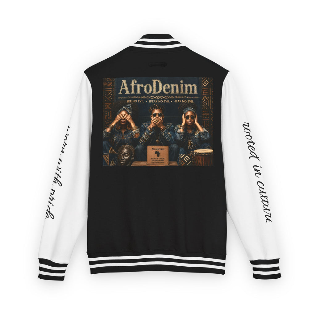 Letterman Jacket — 'AfroDenim' No Evil Cultural Pride Varsity Jacket