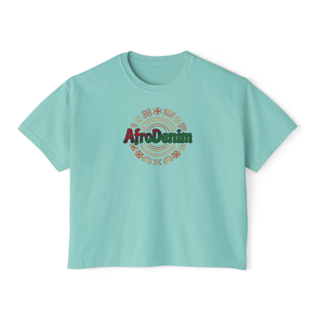 AfroDenim Graphic Tee — Women's Boxy Crop T‑Shirt