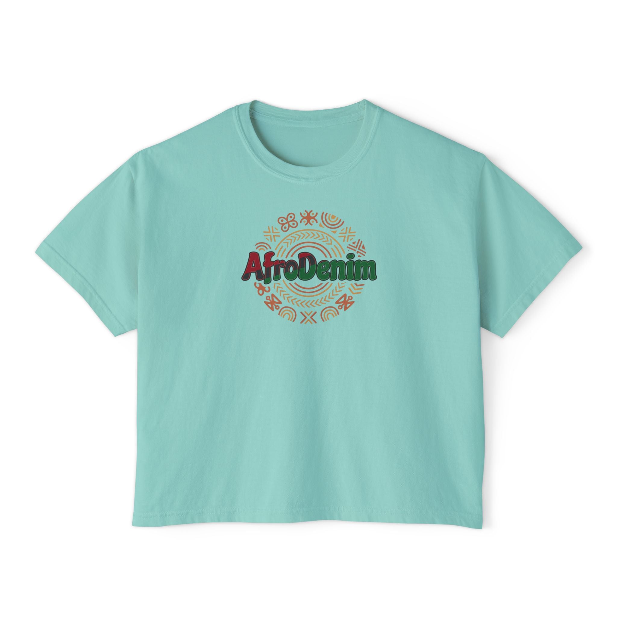AfroDenim Graphic Tee — Women's Boxy Crop T‑Shirt