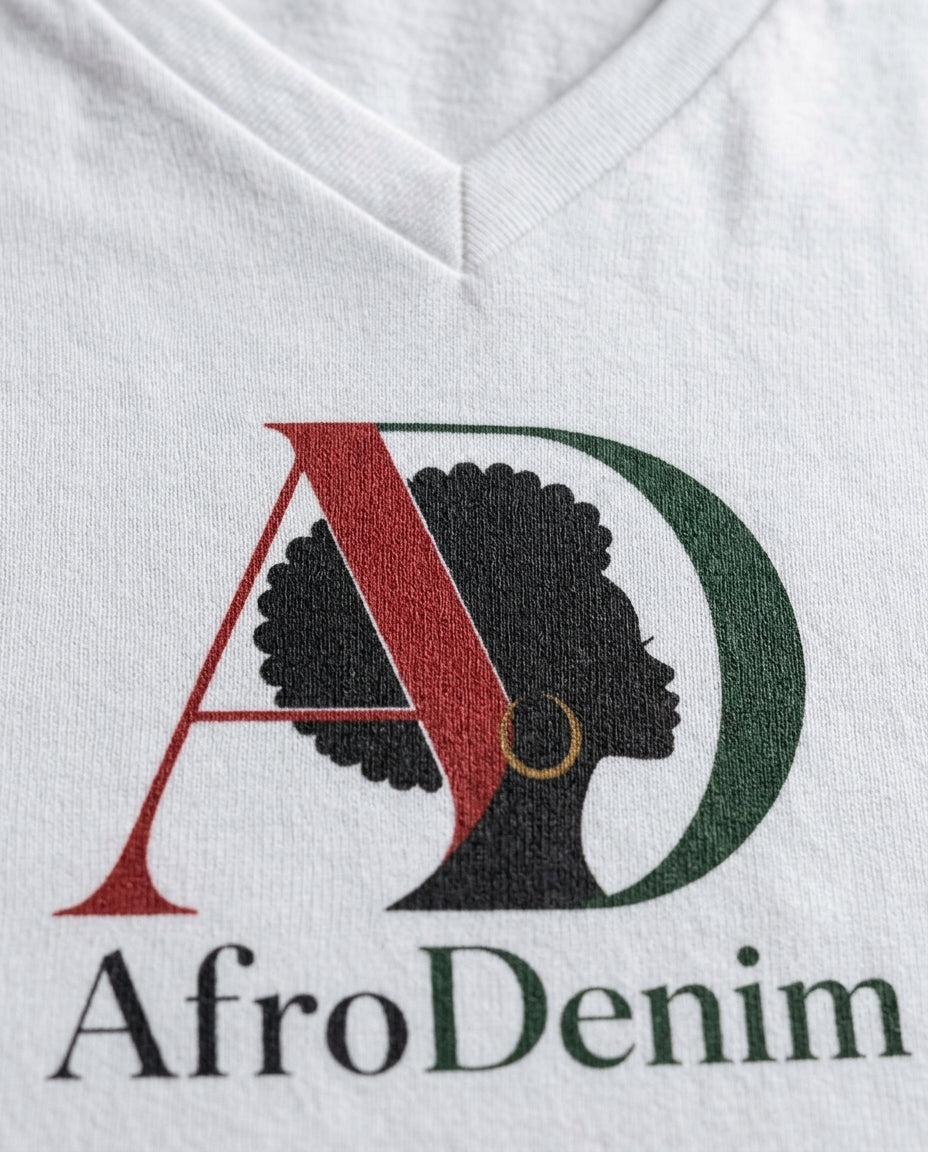 Ladies' V-neck t-shirt — Graphic Print Detail | Generated by Modelize